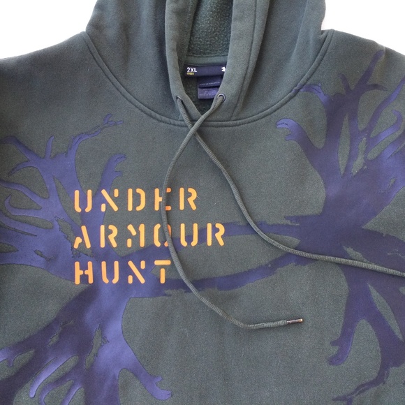 Men’s Under Armour Army Green Pullover Sweatshirt with Hood, size 2XL - Picture 3 of 6